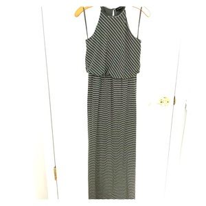 Olive + White striped maxi dress